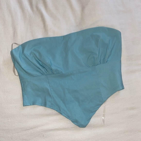 american threads native daughters - strapless light blue brenda crop top - Picture 2 of 4